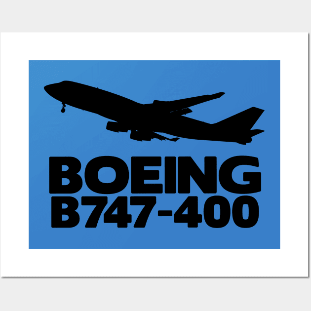 Boeing B747-400 Silhouette Print (Black) Wall Art by TheArtofFlying